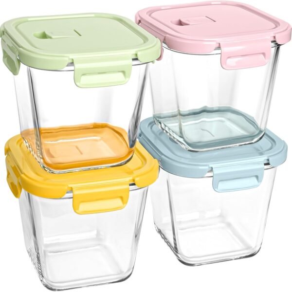 4-Piece borosilicate glass soup bowl/storage container set with lids—4-cup/32 oz. capacity