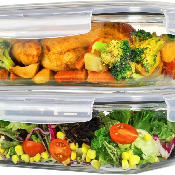 2-Piece Set: Extra-Large Glass Storage Containers (2260 ml / 76.4 oz, Grey)