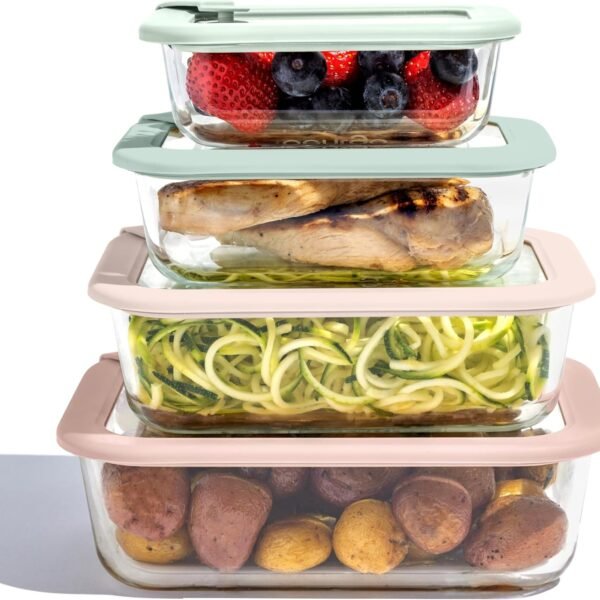 8-Piece glass food storage container set with lids