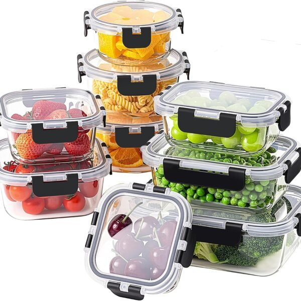 18-Piece Set Glass food storage containers with locking lids (ideal for meal prep)