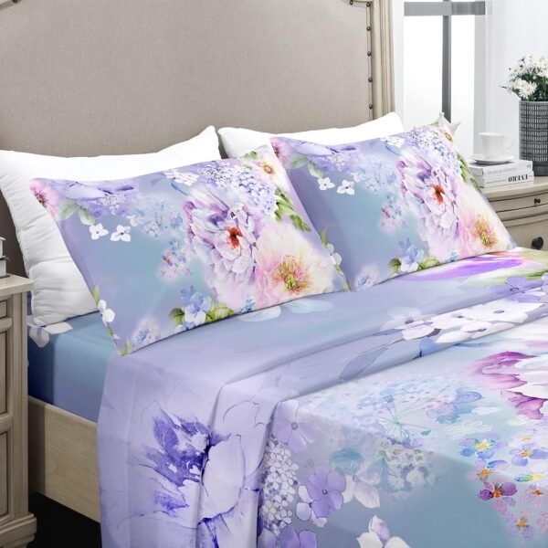 Floral Sheet Set: King Size 4-Piece Set; 1800-Thread Count Brushed Microfiber Material; Fits King Size Mattresses; Ultra-Soft; Deep Pocket Design; Shrink-Resistant and Fade-Resistant