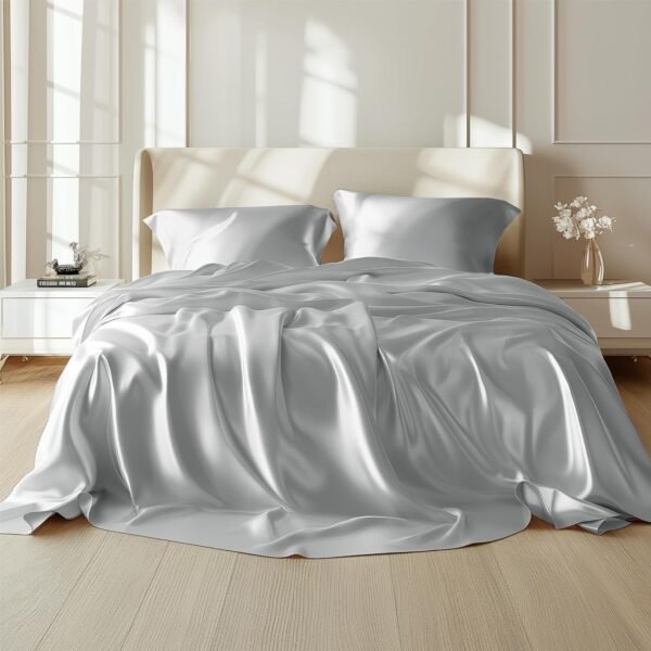 100% Mulberry Silk Sheet Set (4-Piece) — Grade 6A pure silk featuring a 21-inch deep-pocket design, offering a truly dreamy and luxurious comfort experience.